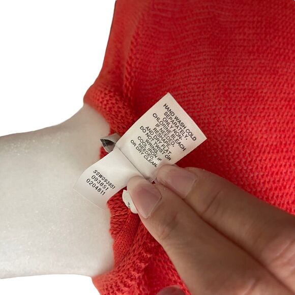 J.Jill Small Cardigan Sweater Linen Cotton Red Orange Open Front Pockets - Picture 4 of 12